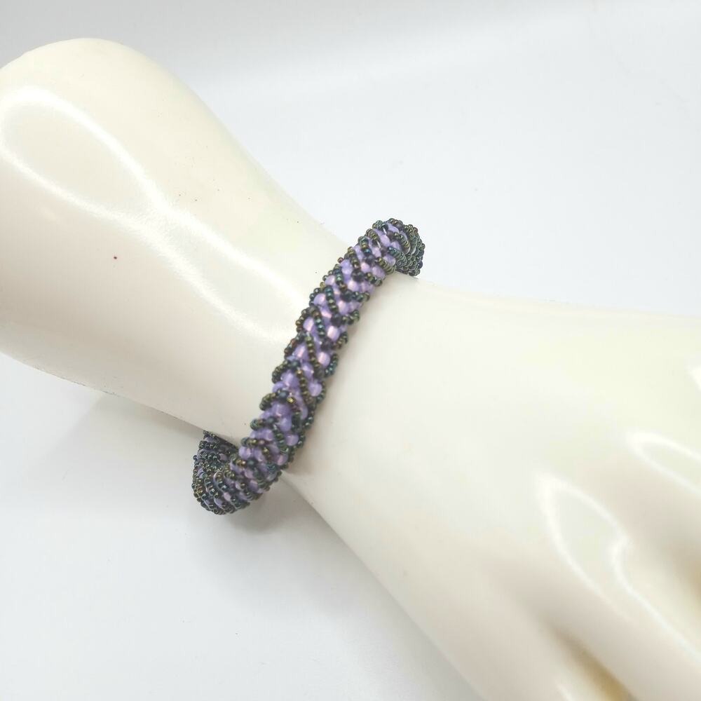 HANDMADE Violet Netted Rope Bracelet  7.5'' - Picture 2 of 6